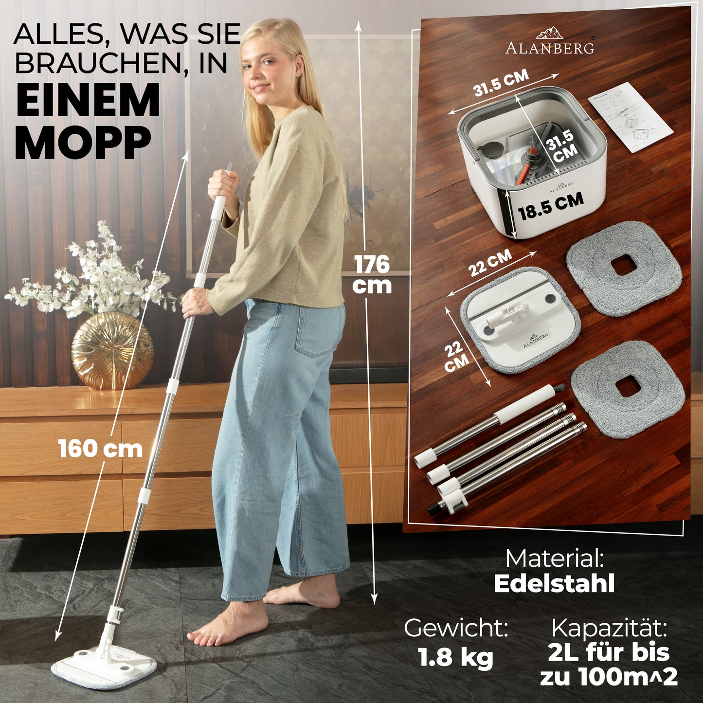 Clean-Spin Wischmopp - Gen 2 - Weiß