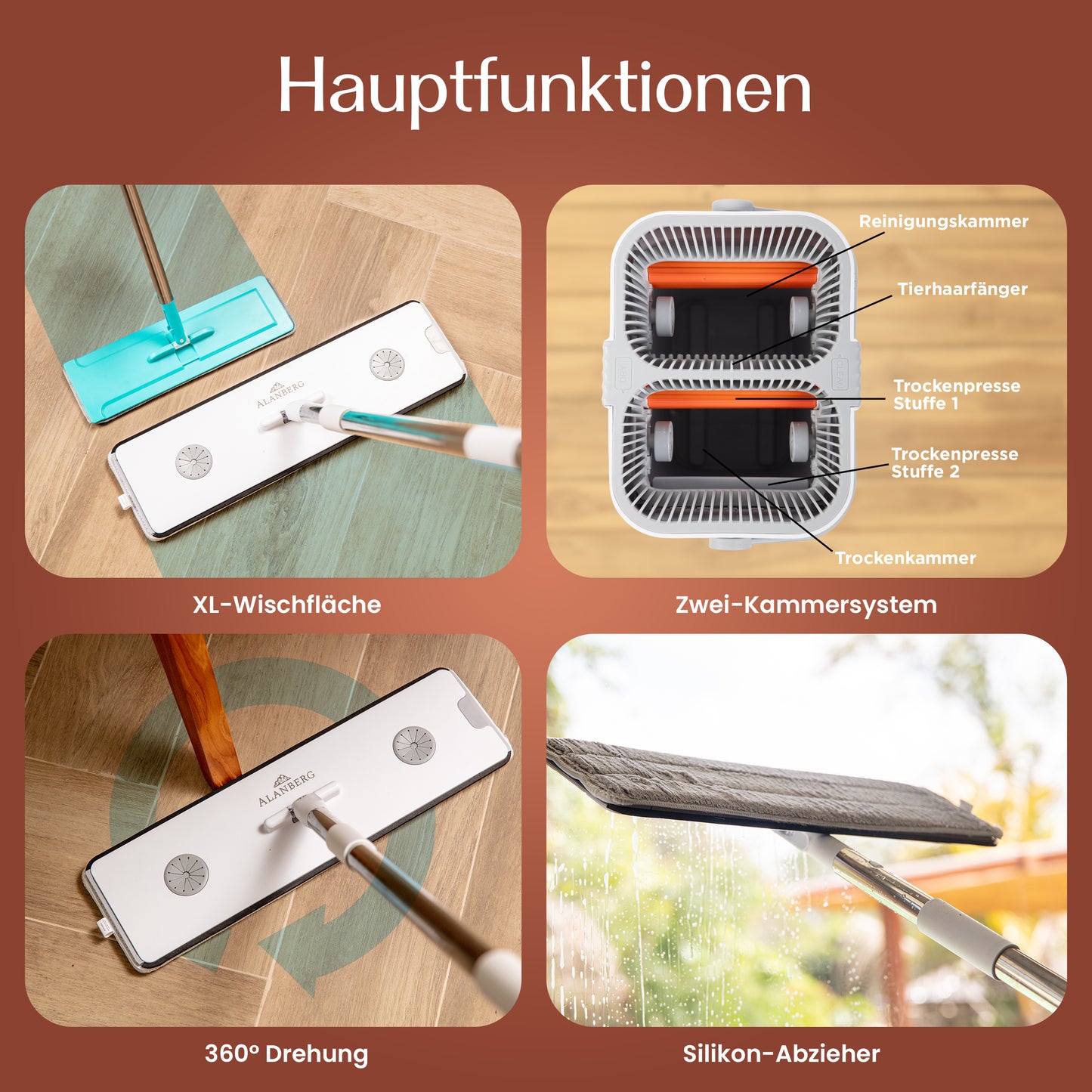 XL-Flachmopp mit Zweikammersystem - Weiß